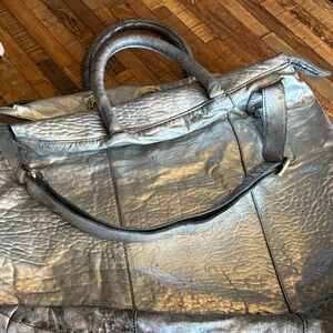 Metallic Silver Weekender